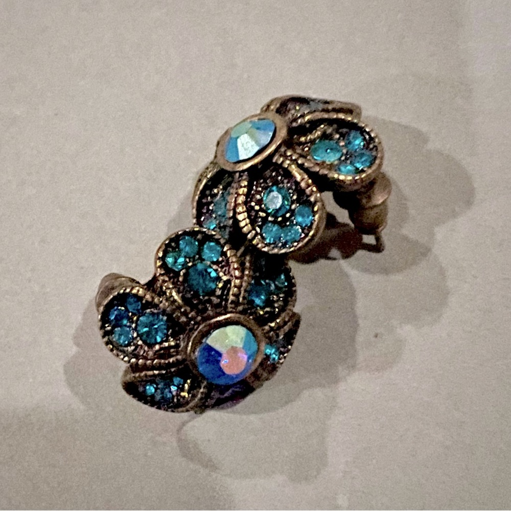 Blue Flower Crystal Earring Studs